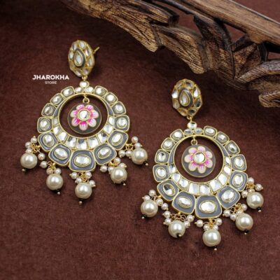 grey meenakari kundan chanbalis