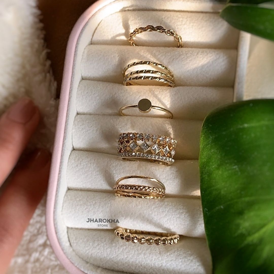 gold zircon ring set